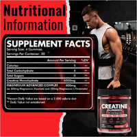 Creatine 120 Gummies Max 5000mg for Men and Women Creatine Monohydrate with Added Magnesium - Chewable Gummies, Strawberry Flavour (1 Month Supply)