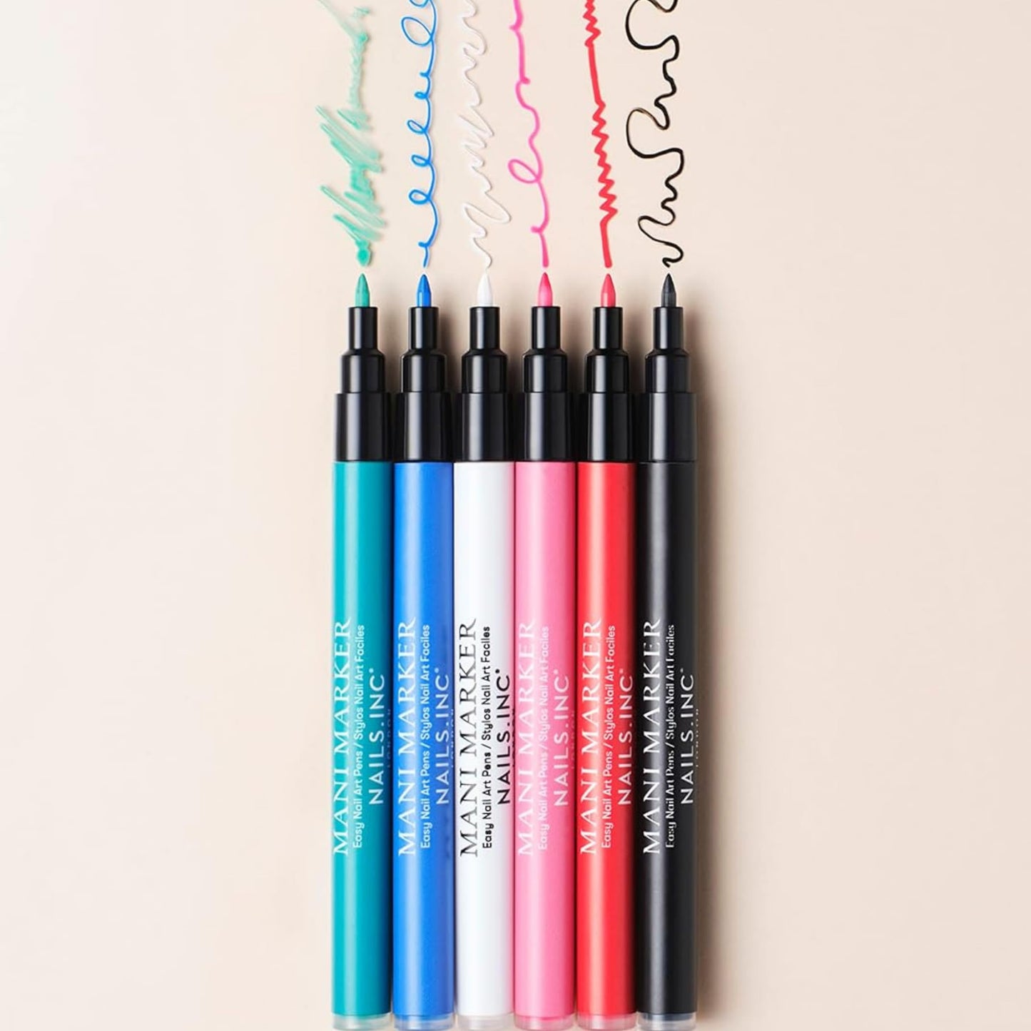 Nails Inc Nails.INC Mani Marker Trio, Easy to Use Nail Polish Art Pen With Precision Tip, Quick Drying, Cruelty Free, Vegan, Includes Bright White, Bubblegum Pink and Mascara Black