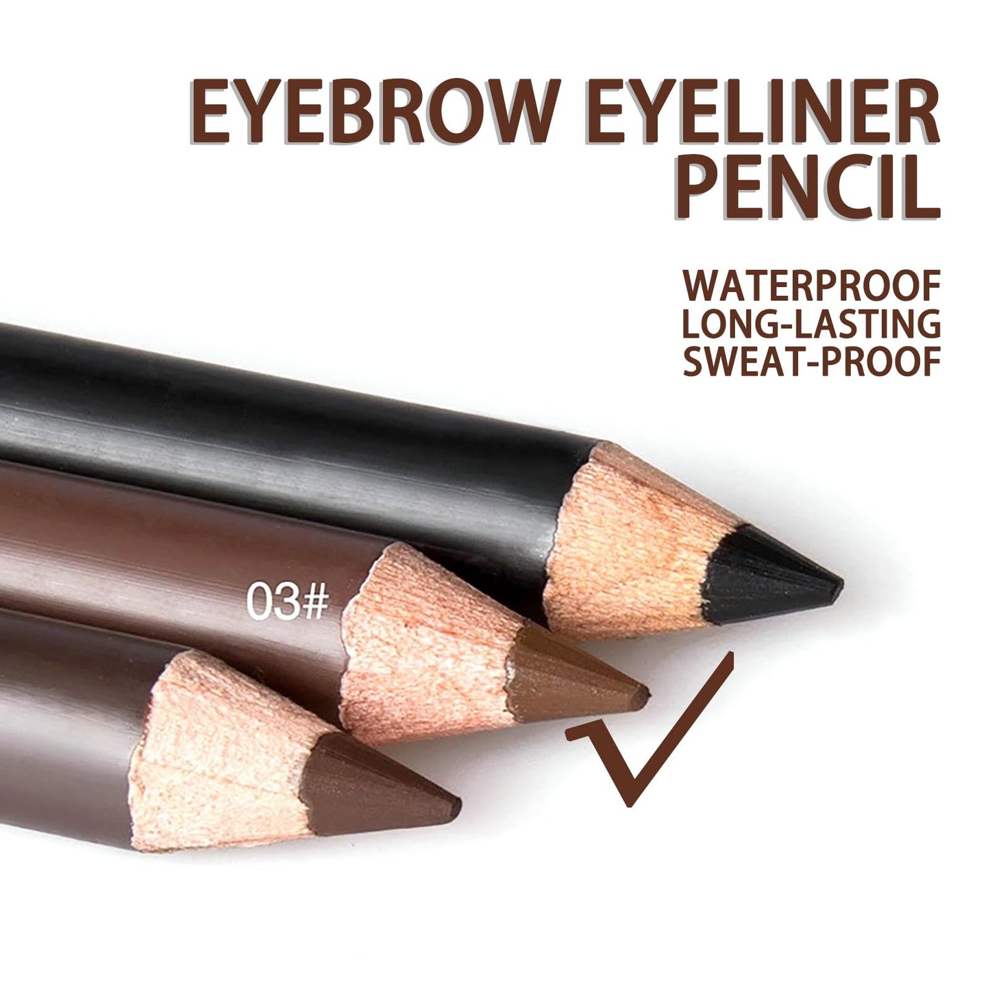 NatrLuxe 12 PCS Waterproof Brown Eyebrow Eyeliner Pencil - Long-lasting, Sweat-proof Makeup Brow Tint Pen