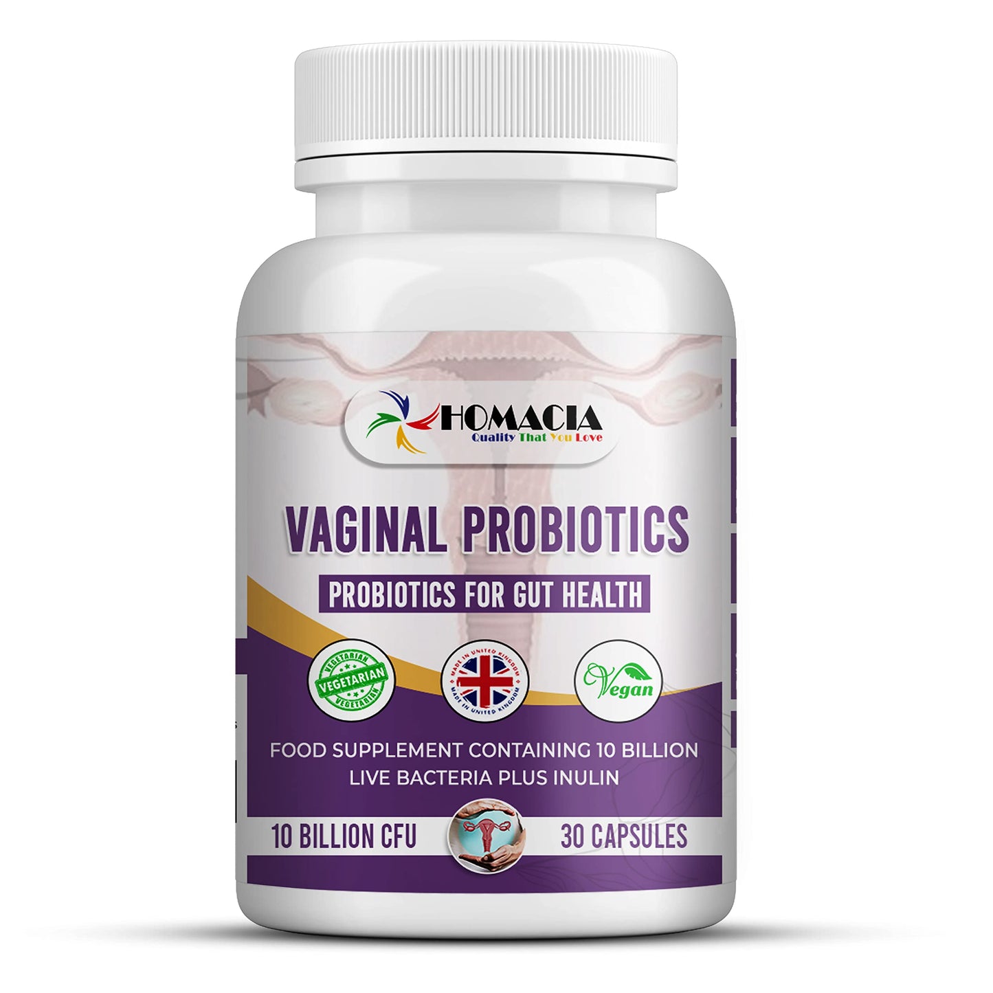 HOMACIA Quality That You love Homacia Vaginal Probiotics | Urinary Bio-Balance & Vaginal Gut Bacteria Support Capsules for Women | UTI and Yeast Balance Support