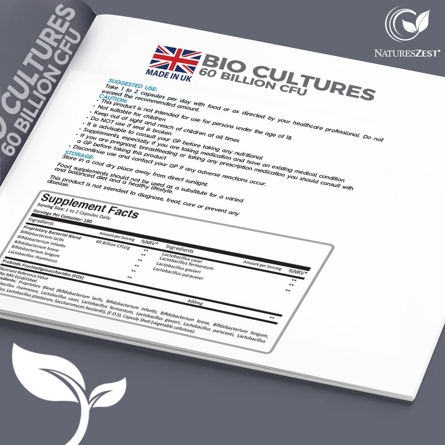 Natures Zest Bio Cultures Complex Probiotics & Prebiotics 60 Billion CFU – 6 Month Supply - Probiotics for Gut Health with Lactobacillus Rhamnosus - Probiotics for Women and Men - 180 Vegan Capsules