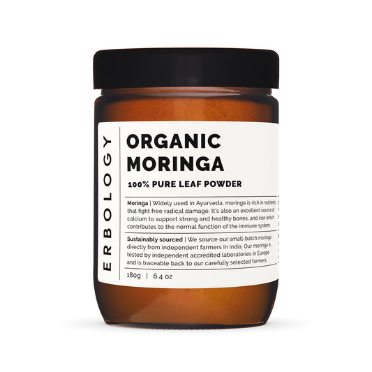 100% Organic Moringa Pure Leaf Powder 180g - Immunity - Straight from Farm - Raw, Vegan and Gluten-Free - Non-GMO - No Additives or Preservatives - Recyclable Glass Jar