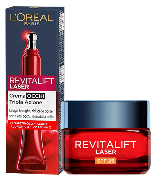 L'Oreal Paris L'Oréal Paris Revitalift Laser Deep Anti-Ageing Treatment SPF 25 with Hyaluronic Acid and Pro-Retinol + Revitalift Laser Anti-Wrinkle Firming Eye Cream with Vitamin C