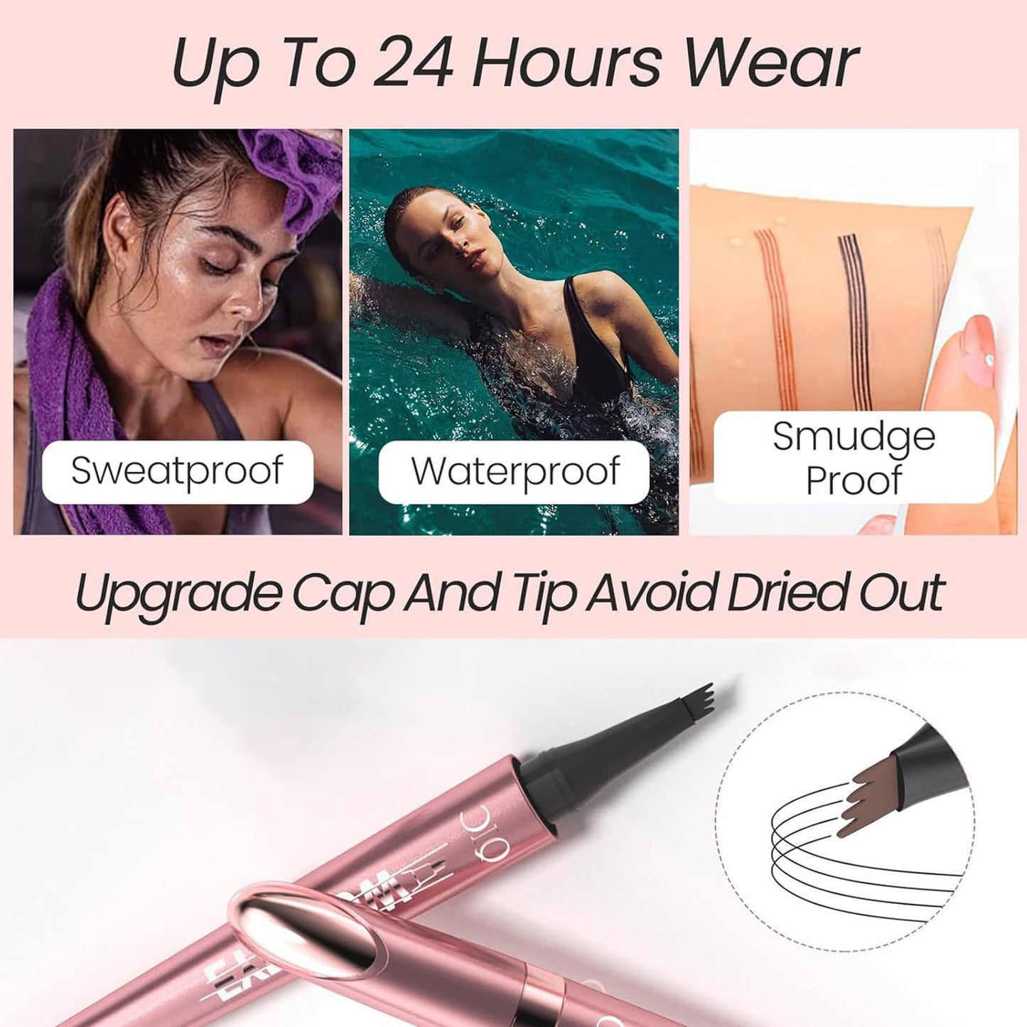 EONFAVE Eyebrow Pencil - Microblading Eyebrow Pen with 4 Micro-Fork Tip - New 3D Magic Eyebrow Pencil - Waterproof and Smudgeproof Brow Pen,Creates Natural Looking Defined Eyebrows