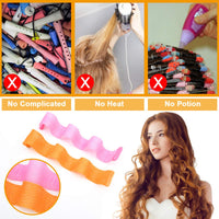 URAQT Hair Rollers No Heat, 24pcs Hair Curlers Styling Kit with Styling Hooks, Wave Hair Curlers for Long & Short Hair, DIY Hairstyle Styling Tools 30cm