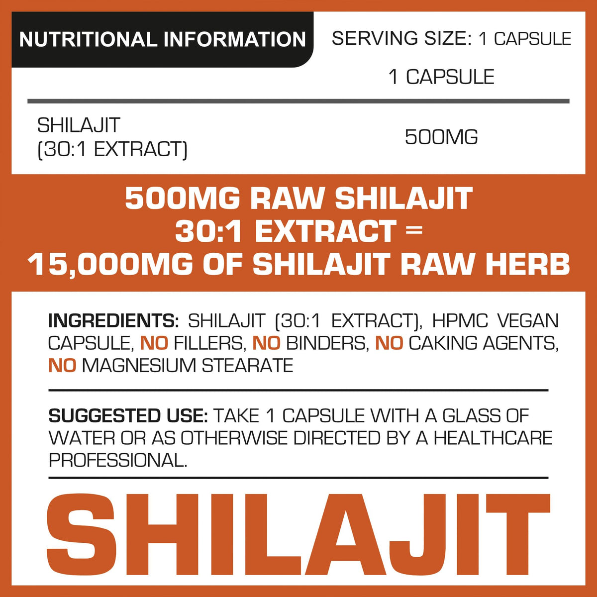 Shilajit 500mg Vegan Capsules -1500mg 30:1 Extract | 60% Fulvic Acid | High Strength Shilajit for Men & Women| Rich in Trace Minerals | No Additives & Fillers by PROELITE (60 Capsules)