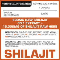 Shilajit 500mg Vegan Capsules -1500mg 30:1 Extract | 60% Fulvic Acid | High Strength Shilajit for Men & Women| Rich in Trace Minerals | No Additives & Fillers by PROELITE (60 Capsules)