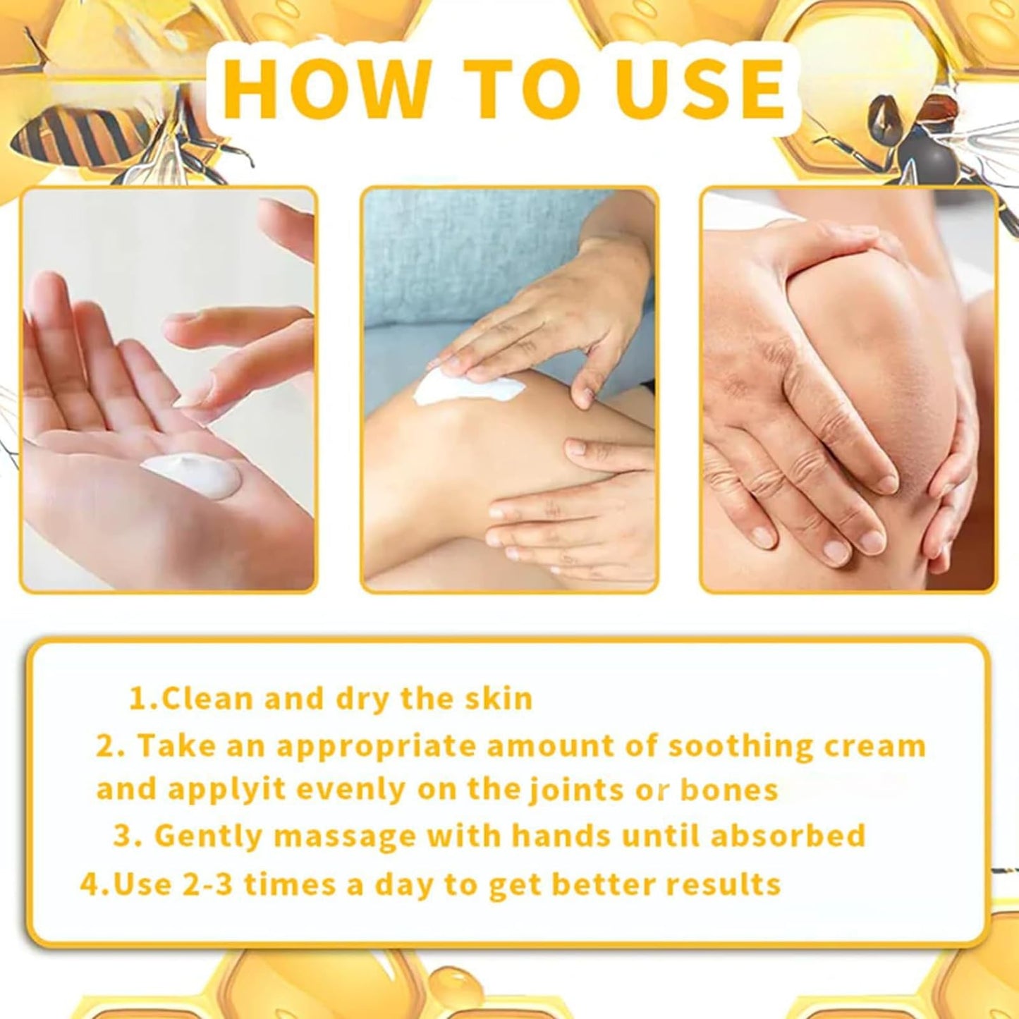 Fashion Base 2Pcs Bee Venom Cream - Bee Venom Joint Relief Cream for Muscles - Advanced Joint and Bone Cream for Neck, Waist, Back, Hand, Feet, and Leg