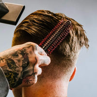 Professional Quiff Roller Round Hair Brush with Red Rubber Grip Handle - Slick Back Hair Brush, Curly Hairs Brush Ideal round hairs brushs for men and Barbers
