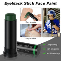 Aomig Black Face Paint Stick, Eye Face Body Paint Stick Colors Tube Waterproof Face Paint For Sports Baseball Softball Football Athletes Halloween Game Cosplay Costume Party Makeup Stick