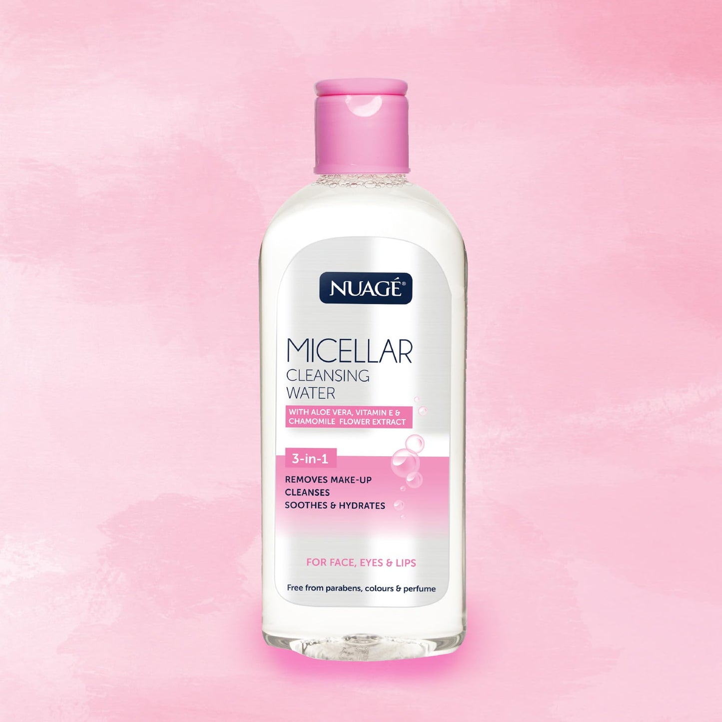 NUAGÉ Nuage Micellar Cleansing Water with Aloe Vera, Vitamin E & Chamomile Flower Extract | 3-in-1 - Gently Removes Makeup, Cleanses, Soothes & Hydrates Skin | Suitable for Face, Eyes and Lips (200ml)