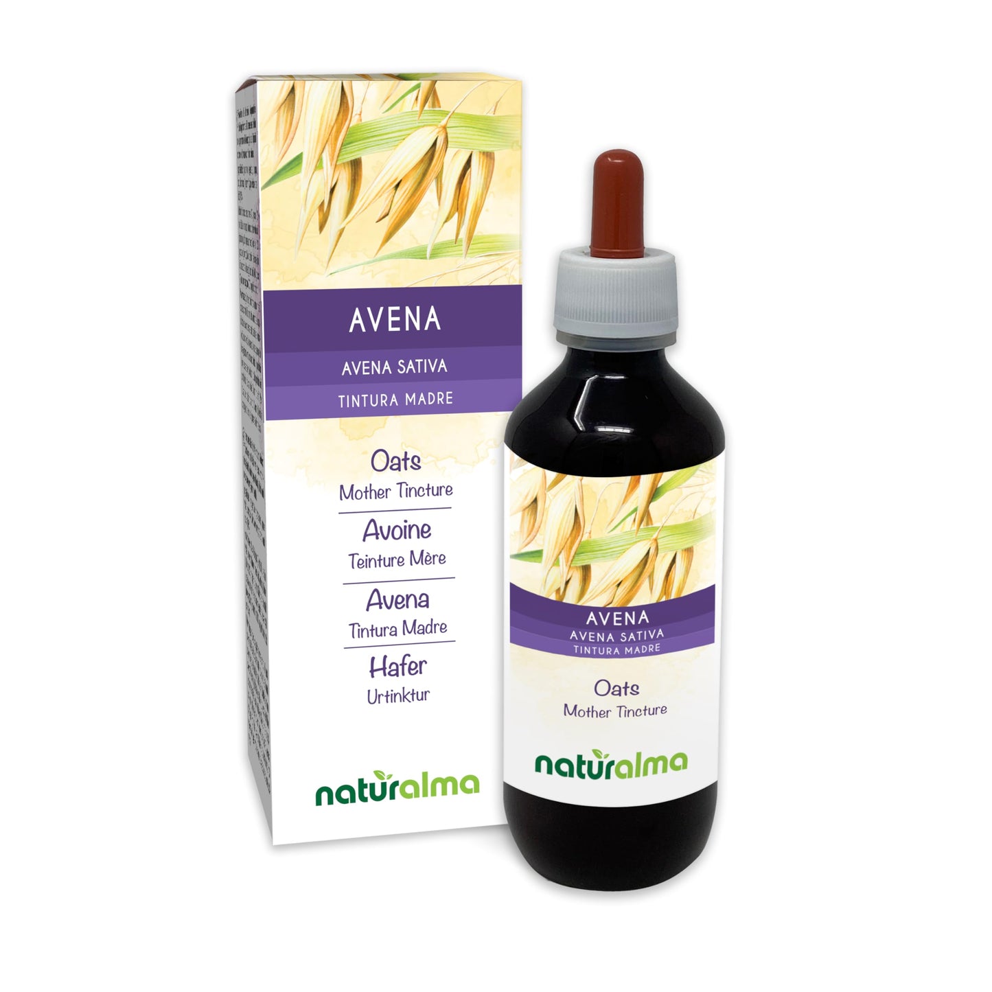Oats (Avena Sativa) Tops Alcohol-Free Mother Tincture Naturalma | Liquid Extract Drops 200 ml | Food Supplement | Vegan