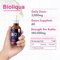 Balance ™ Vitamin B12 Liquid Drops - Vegan - High Strength 3000mcg - 2 Month Supply - 60 Servings - 18,000mcg per 60ml Dropper Bottle - Sublingual & Dual Action for Fast Absorption - Made in The UK by Balance