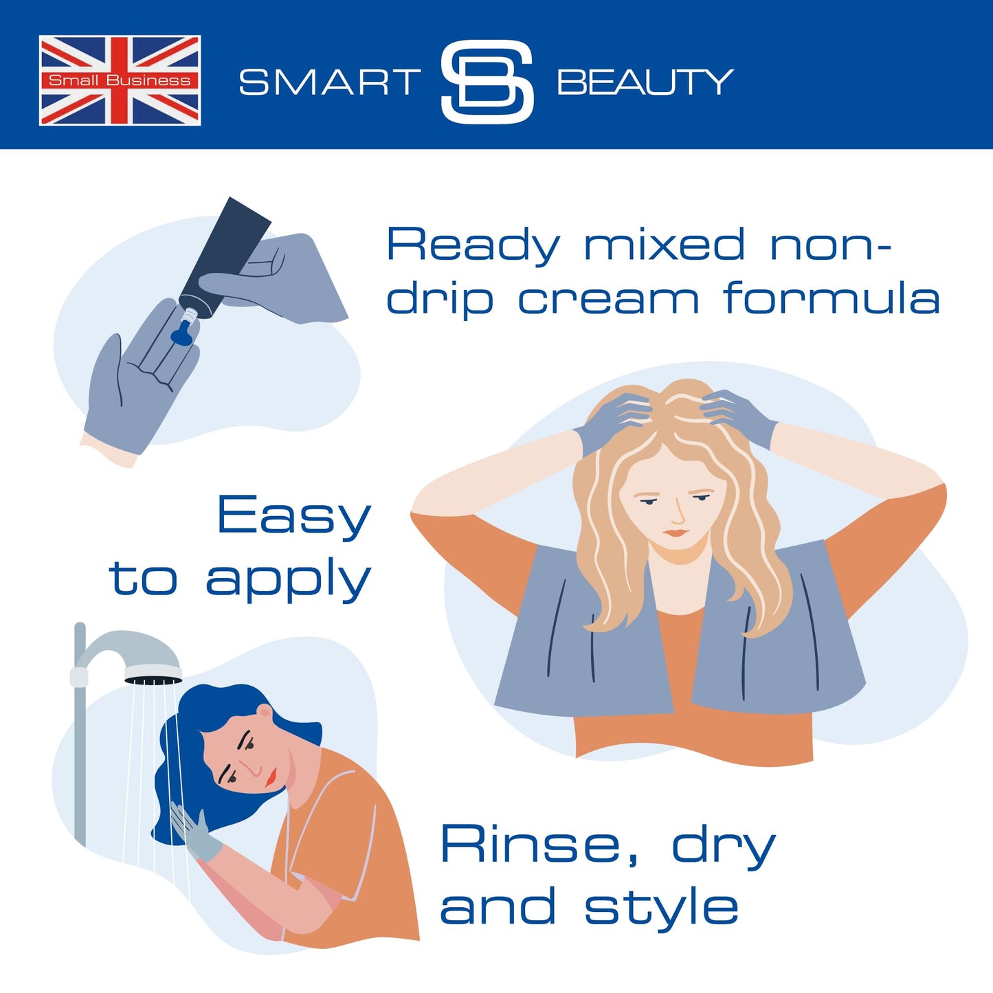 Smart Beauty Smart Colour Semi-permanent Electric Blue Hair Dye x 3