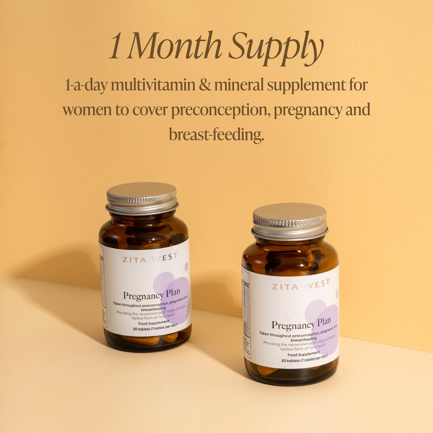 Zita West Pregnancy Plan Conception Vitamins - Preconception, Pregnancy & Breastfeeding Multivitamin - including Folate - 30 Tablets (1 Month Supply)