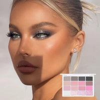 LYNTYAOU Pink Eyeshadow Palette Make-Up Palettes, Pink Black Shimmer Eye Shadow Pallets for Women, Glitter Eyeshadows 16 Colour Waterproof Long Lasting Highly Pigmented Cool Girl Eye Makeup