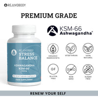 RejuvoBody Premium Grade KSM-66 Ashwagandha 6250mg | 90 Vegetarian Capsules | Stress & Anxiety Relief for Adults | 3 Month Supply | Made in The UK | No Leaf Root Extract | Vegetarian Friendly