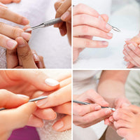 HUPOO Cuticle Pusher and Cutter Set, Dead Skin Nail Cleaner Tools, Professional Stainless Steel Cuticle Remover, Durable Pedicure Manicure Tools for Fingernails and Toenails.4 Pcs/Set