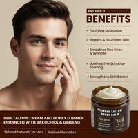AxiomWarrior Beef Tallow Skin Care: Whipped Organic Beef Tallow Moisturizer Cream for Face & Body with Grass Fed & Finished - Hydrates, Smoothes, Nourishes Skin - Sensitive, Dry Skin - 2oz