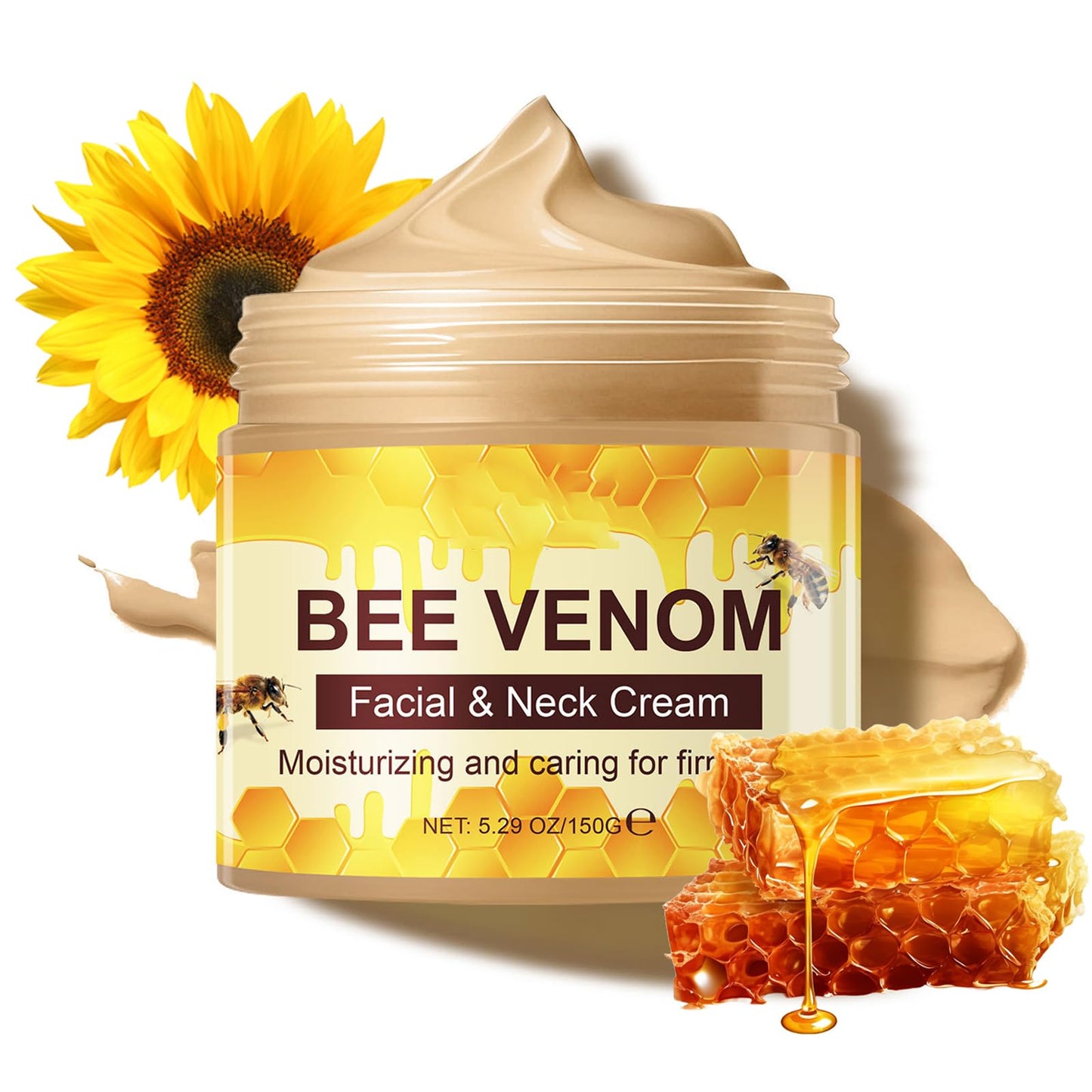 Shengqialun Bee Venom Cream With Honey - Face & Neck Anti Wrinkle Cream For Fine Line - All-in-One Face Moisturiser For Tightening, Wrinkle Removal & Anti Aging