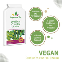 Supplement Tree Probiotics Complex 20 Billion CFU Per Vegan Capsule | 120 Targeted Release Capsules | Vegan Probiotic Supplement