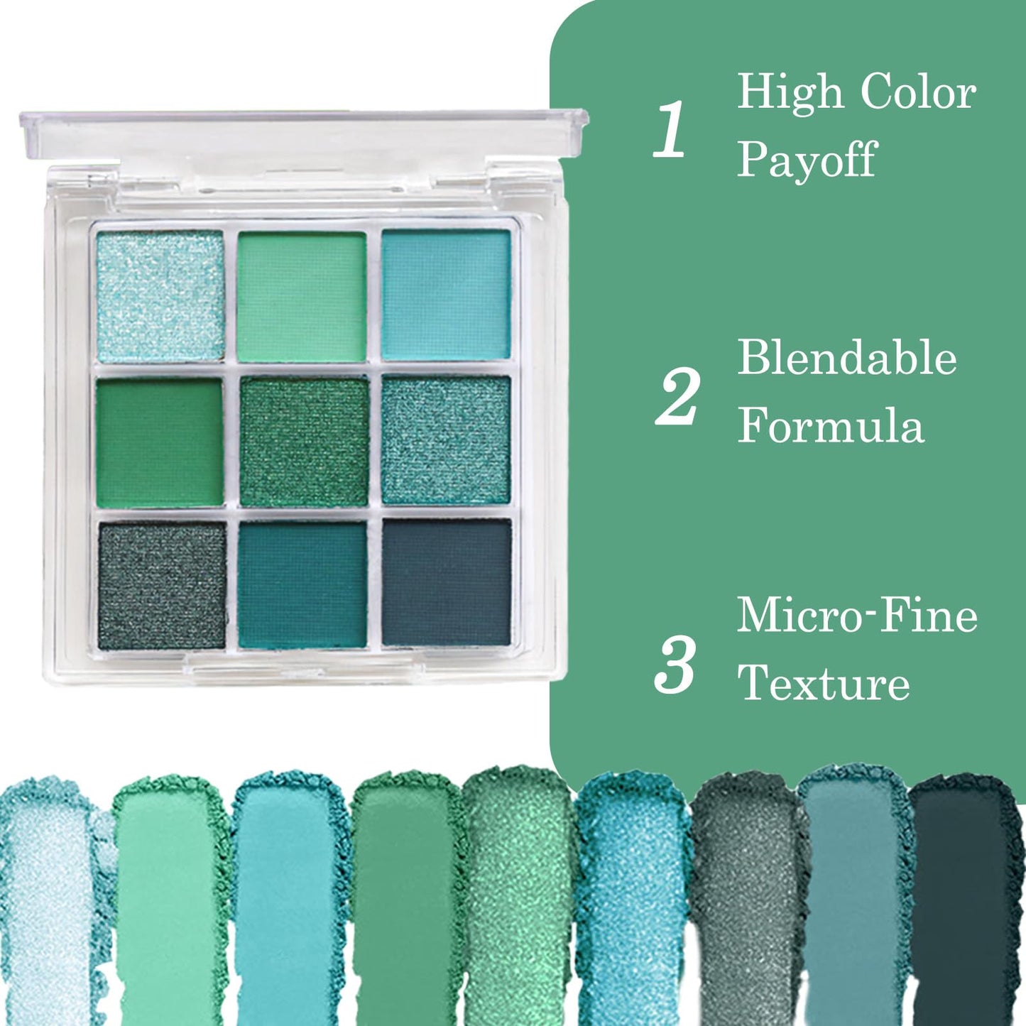 Mikloven Eyeshadow Palette, 9 Colors Matte & Glitter, Avocado Green & Forest Shades, Highly Pigmented, Waterproof Long Lasting, Includes Brushes, Perfect for Smokey Eye Party Makeup