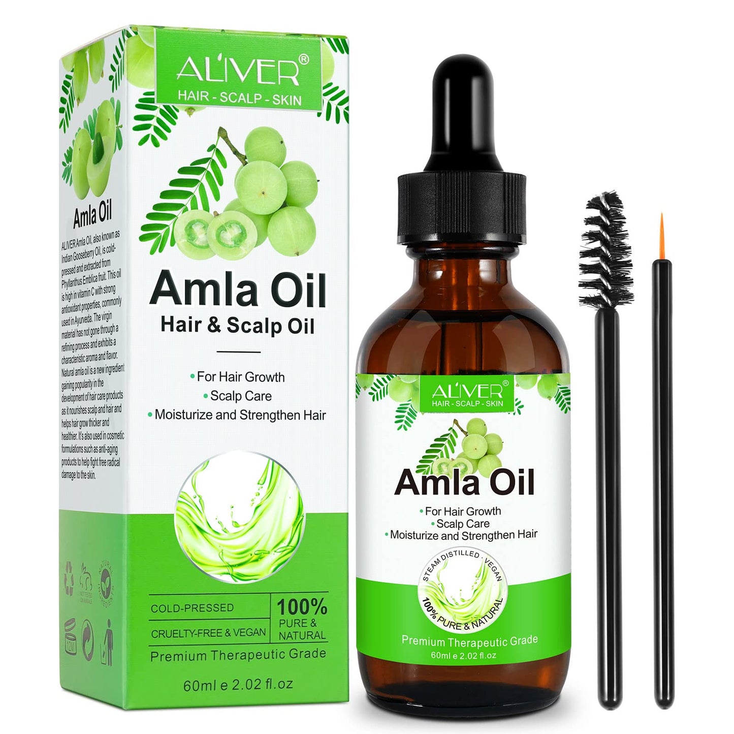 WeiWeiLa Amla Hair Oil, Amla Oil for Hair Growth, 100% Natural Indian Amla Hair Oil for Strong, Long & Thick Hair, Nourishes Scalp, Promotes Hair Growth, Controls Hair Fall, 60ML