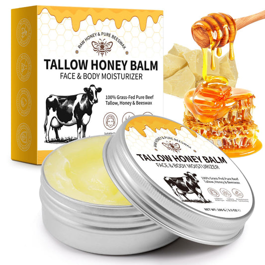 CTUBLIAUNX Tallow Honey Balm - Natural Face Cream with Beef Tallow & Honey for Hydration, Anti-Aging & Dry Skin Repair - Daytime Moisturizer for Women & Men
