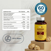 fabÜ Shrooms MENO & PERI - Lion's Mane Mushroom & Magnesium Supplements for Women During Menopause - Natural Perimenopause Support - Hormone Balance & Energy Support (60 Capsules)