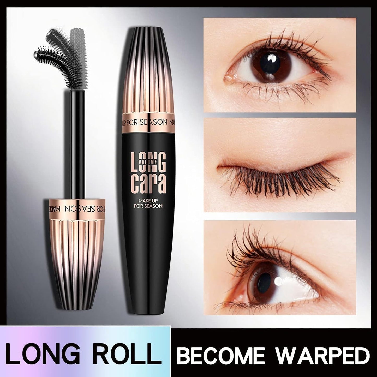 EHIOG 4D Lash Extension Mascara with Silk Fibers, Waterproof Black for Sensitive Eyes, Natural Curl & Volume, Smudge-Free, Long-Lasting Definition, Clump-Resistant Formula for Full Lashes