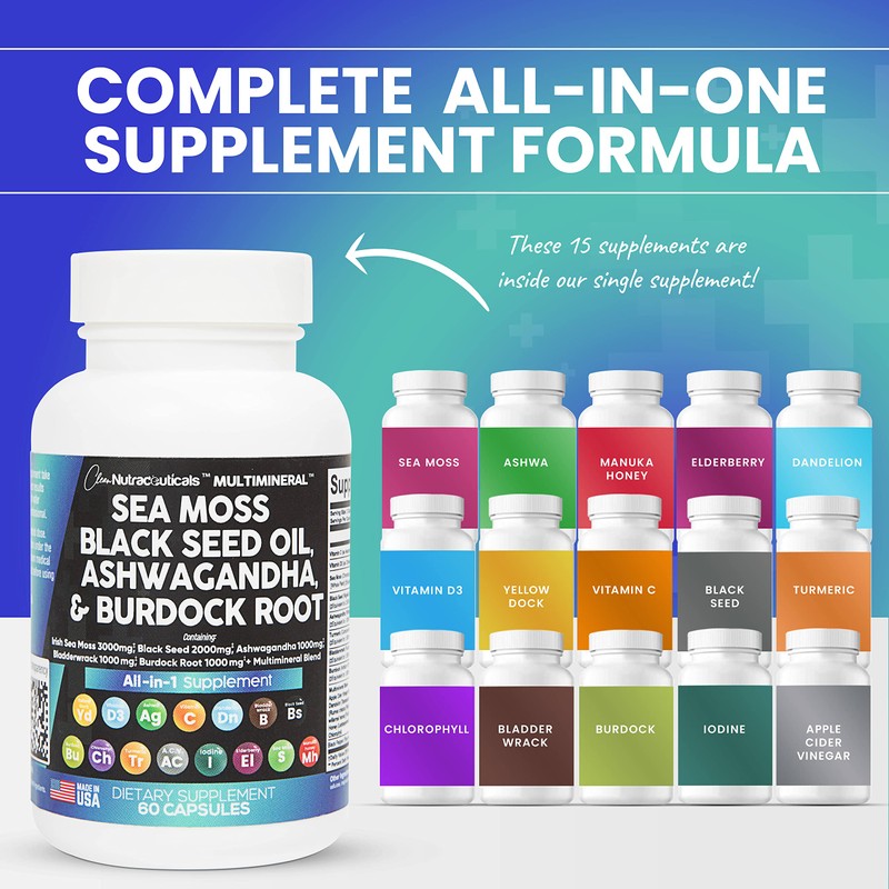 Clean Nutraceuticals MultiMineral™ Sea Moss Black Seed, 60 Capsules