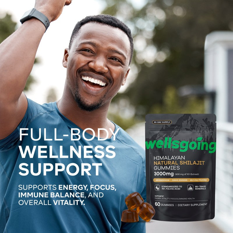 Himalayan Shilajit Gummies – 75% Fulvic Acid, Energy & Vitality Support with Ashwagandha – Daily Wellness Supplement – 60 Gummies