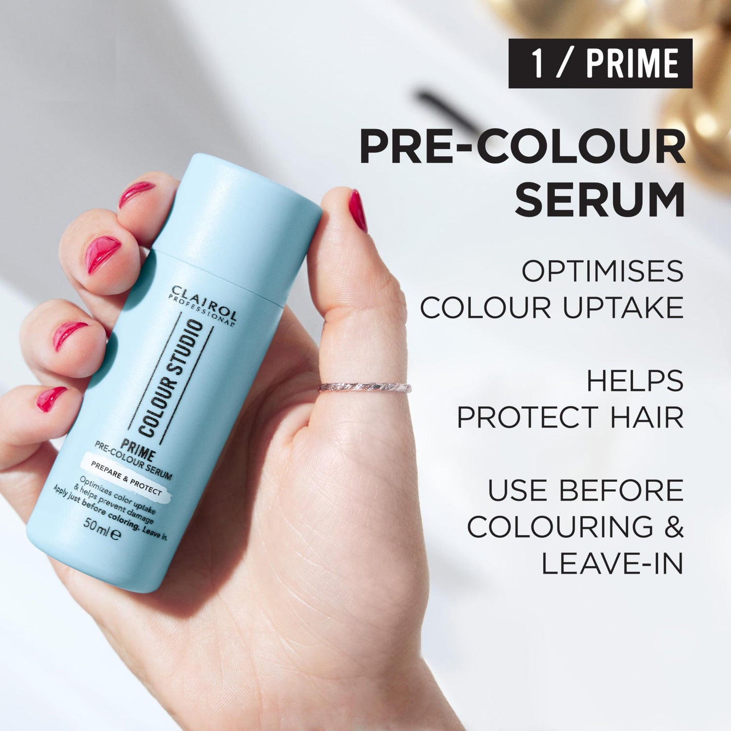 Clairol Colour Studio Hair Primer | Leave-in Pre-colour Serum | Prepares and Protects Hair Before Colouring | Dermatologically Tested Vegan Formula | 50ml