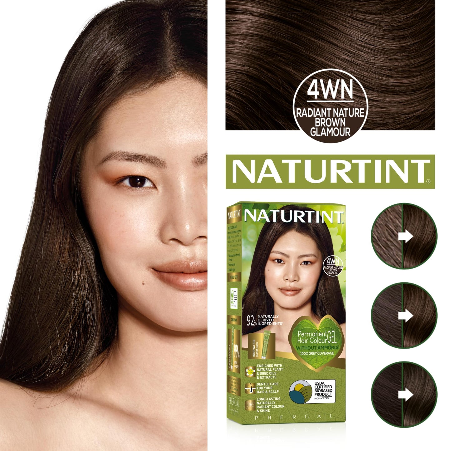 NATURTINT Naturtint Permanent Hair Colour Gel 4WN Radiant Nature Brown Glamour, Plant Enriched, Ammonia Free, Long Lasting Grey Coverage and Radiant Colour, Nourishment and Protection