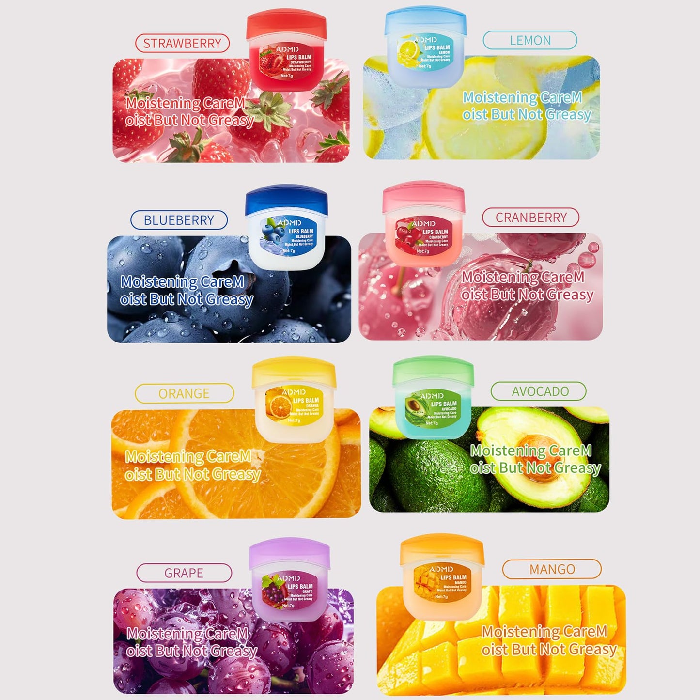 FALILUV Lip Balm Set-Lip Balm Multipack, Deep Moisturizing Lip Mask Lip Balm Set Natural Moisturizer Intensive Lip Repair For Cracked, Dry And Chapped Lips Clear Lip Gloss Plumping Lip Gloss (8 Pack)