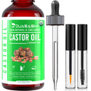 DUASASH Duasash Organic Castor Oil for Eyelashes and Eyebrows 250ml Cold Pressed Castor Oil for Hair Growth Undiluted Hexane Free 100% Natural and Pure Castor Oil for Skin with Brushes For Hair, Beard, Nails