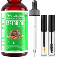 DUASASH Duasash Organic Castor Oil for Eyelashes and Eyebrows 250ml Cold Pressed Castor Oil for Hair Growth Undiluted Hexane Free 100% Natural and Pure Castor Oil for Skin with Brushes For Hair, Beard, Nails