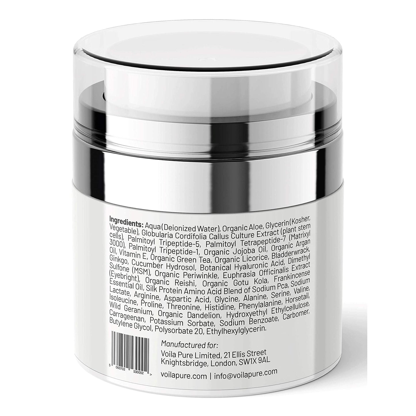 Voilà Pure -EYE CREAM - Cures Dark Circles, Puffiness & Crows Feet - Powerful But Gentle Organic Eye Gel - Anti-Ageing Formula With Matrixyl 3000 & Plant Stem Cells - 60ml Bottle