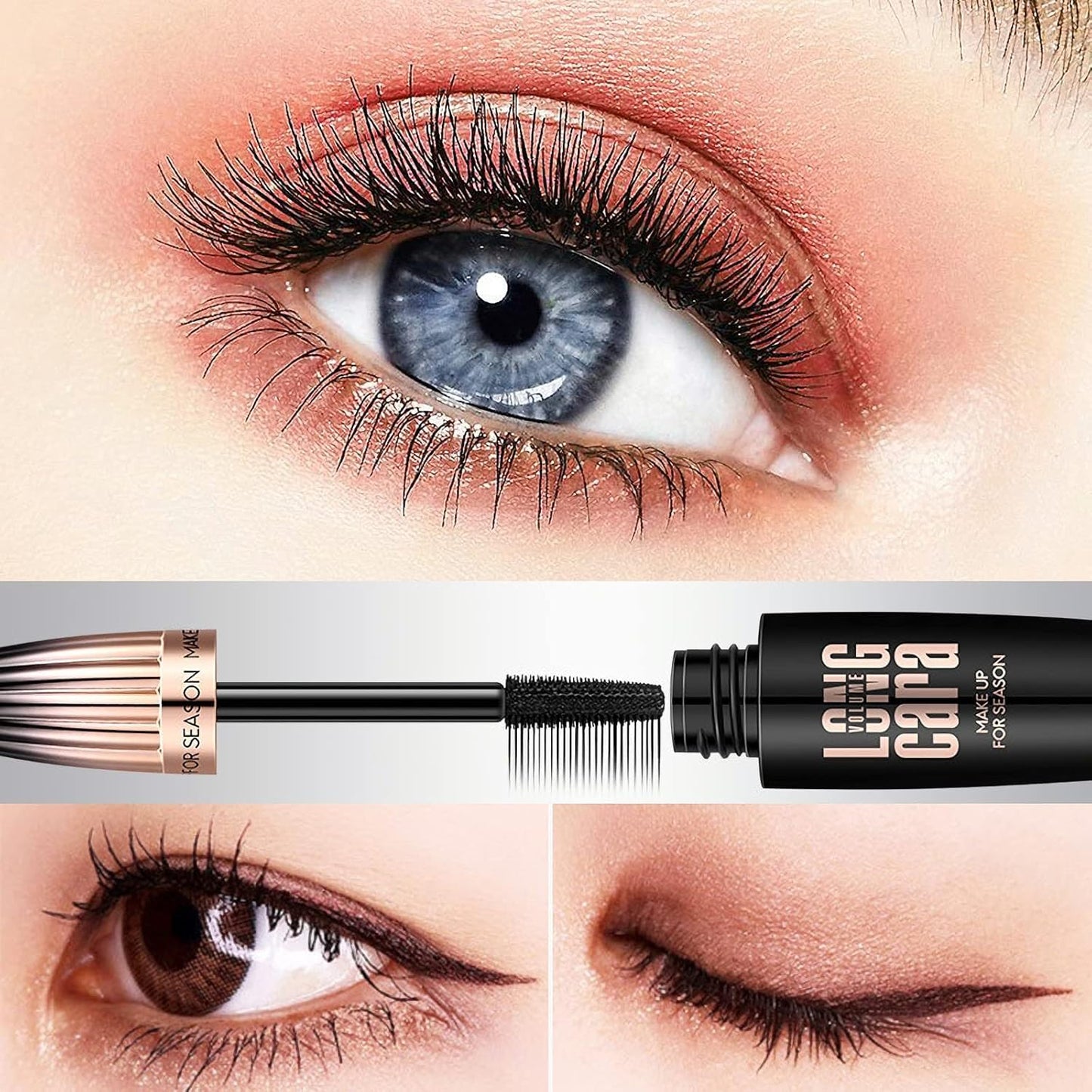 EHIOG 4D Lash Extension Mascara with Silk Fibers, Waterproof Black for Sensitive Eyes, Natural Curl & Volume, Smudge-Free, Long-Lasting Definition, Clump-Resistant Formula for Full Lashes
