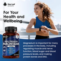 NEW LEAF PRODUCTS Magnesium Citrate Capsules 1620mg - Super Strength and High Absorption Magnesium Supplements - with 500mg ElementalMagnesium - Not Tablets - Muscle & Sleep Support (Two Months Supply)