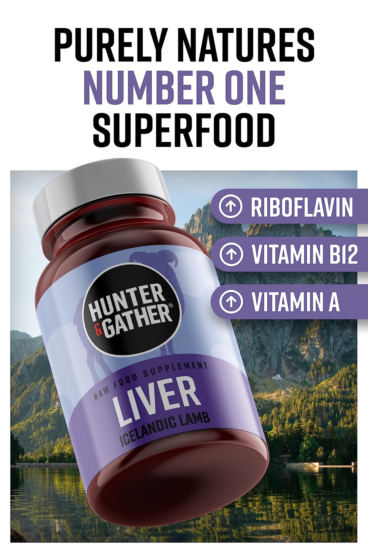 Hunter & Gather Nose to Tail - 180 Liver Capsules | Wild, Grass Fed Icelandic Lamb Ancestral Inspired Supplements| Raw Freeze-Dried Lamb | No GMO Feeds, Antibiotics Or Hormones