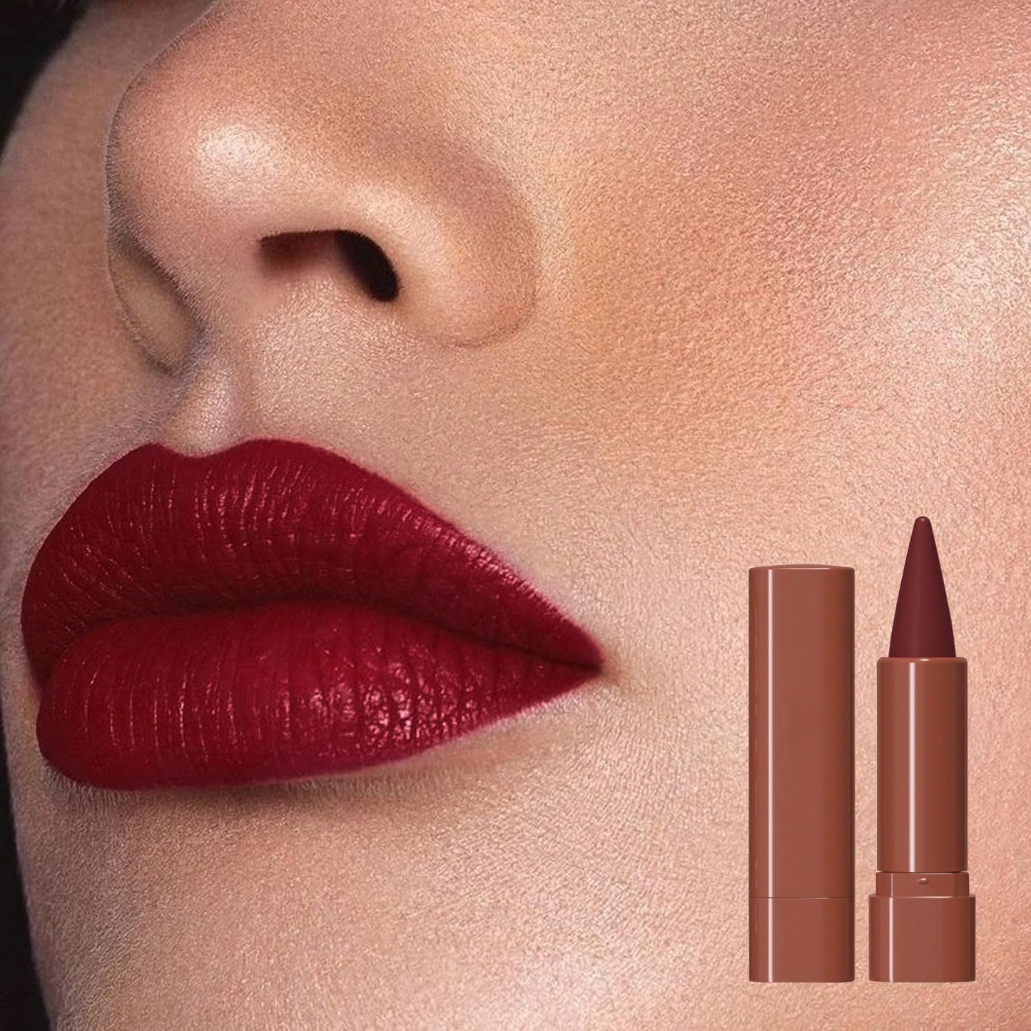 LYNTYAOU Retro Red Matte Lip Stick, Long Lasting Lipstick for Women, Hot Color Smooth Full-Coverage Moisturizing Waterproof Lip Pen, Deep Red Tinted Lip Balm Gift for Women