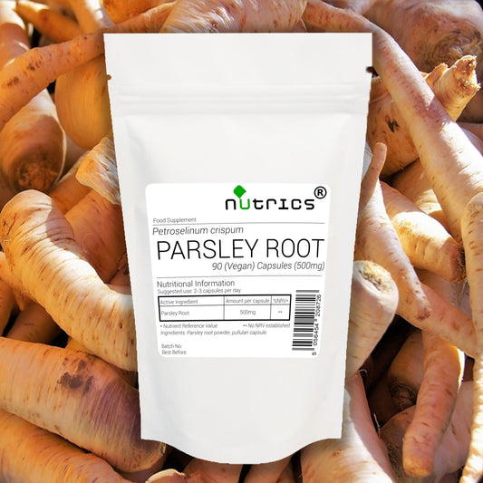 Nutrics® 500mg Parsley Root x 90 V Capsules (1 Month Supply) x Suitable for Vegan Vegetarian Halal & Kosher Diet