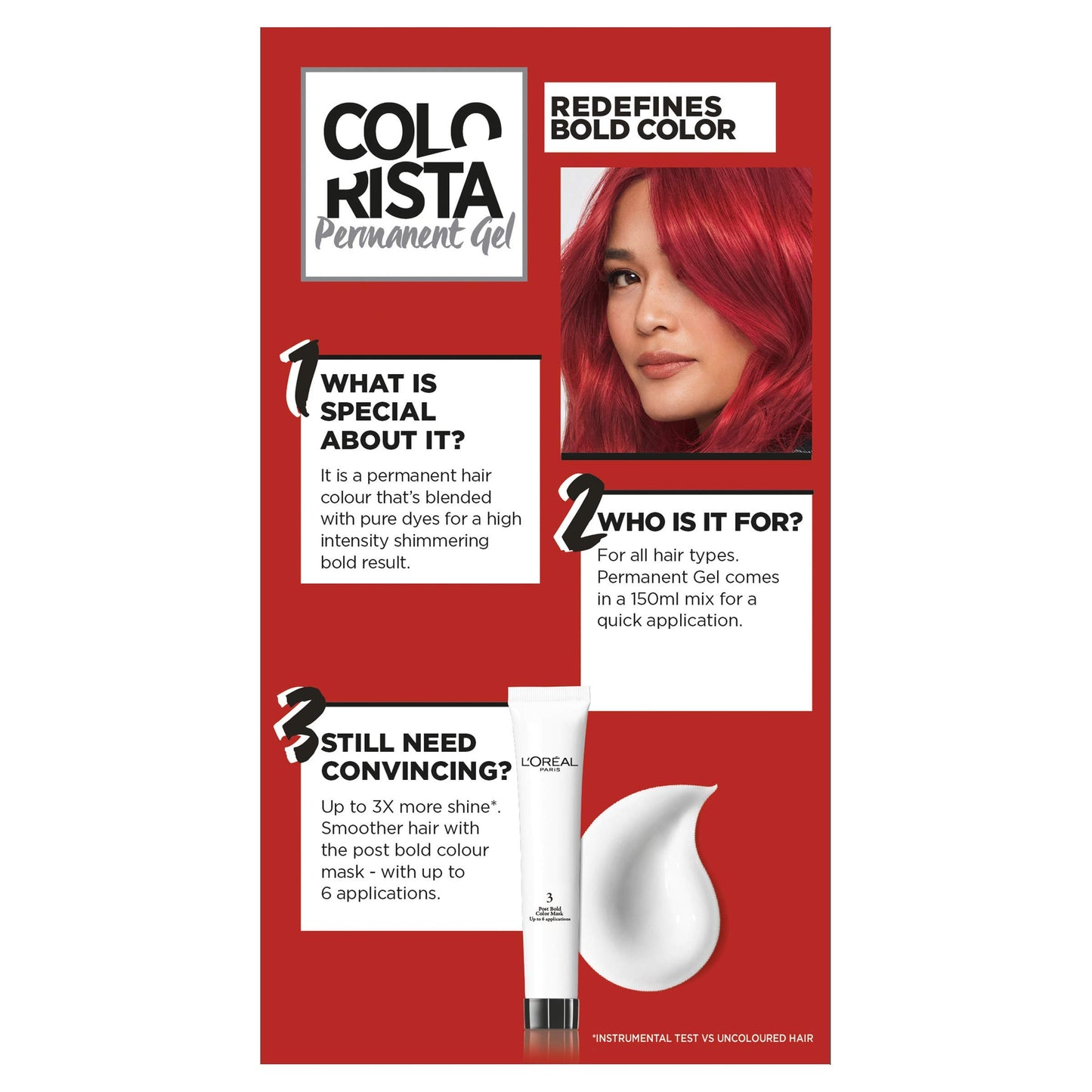 L'Oréal Paris Colorista Permanent Gel Hair Dye, Long-Lasting and Vibrant At-Home Hair Colour, High-Intensity Hues with Up to 3x More Shine, Colour: Bright Red