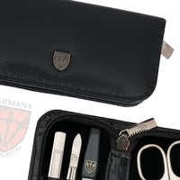 3 Swords Germany - brand quality 5 piece manicure pedicure grooming kit set for professional finger & toe nail care scissors clipper fashion leather case in gift box, Made by 3 Swords (521217)