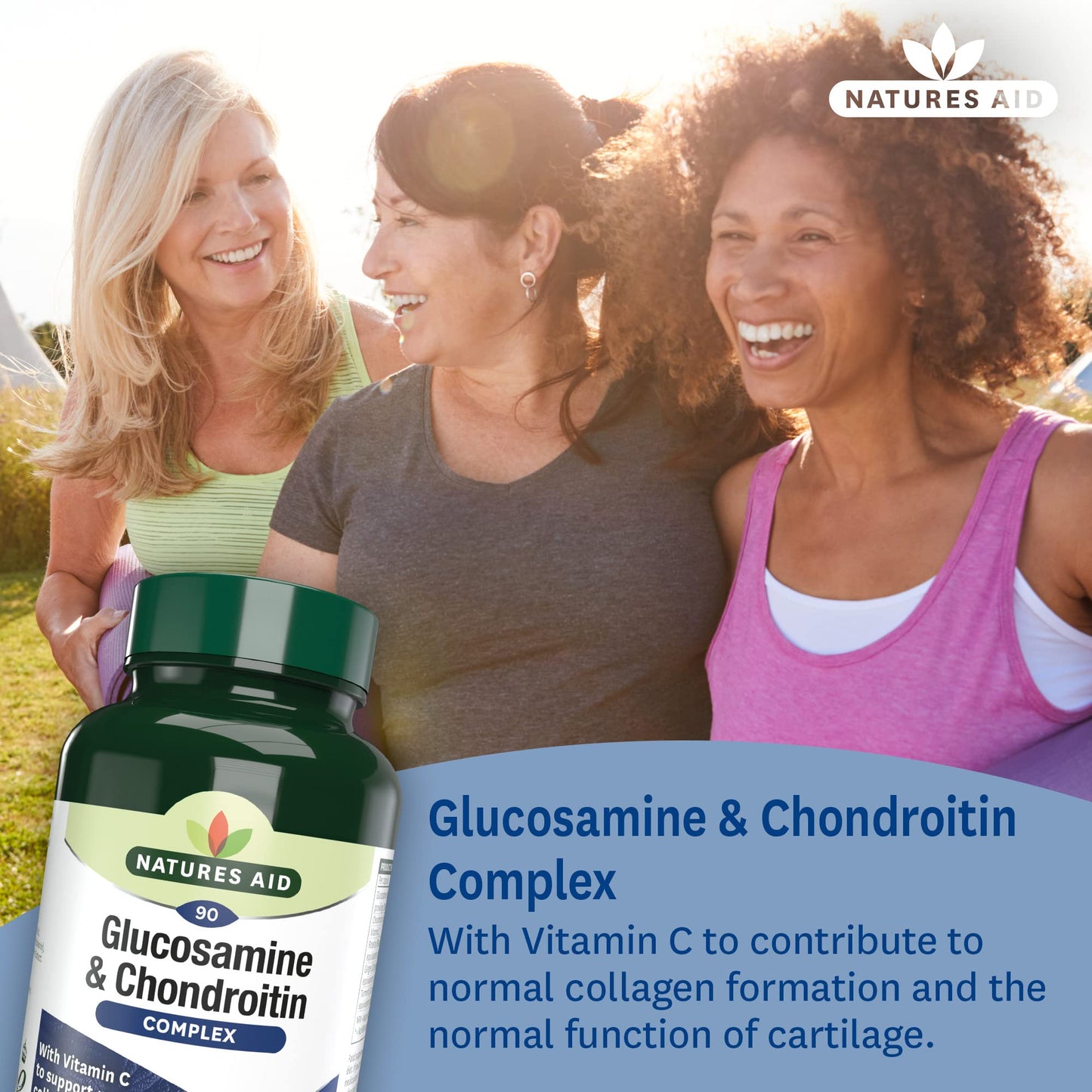 Natures Aid Glucosamine and Chondroitin Complex with Rosehip, Ginger, Turmeric and Vitamin C, 90 Capsules