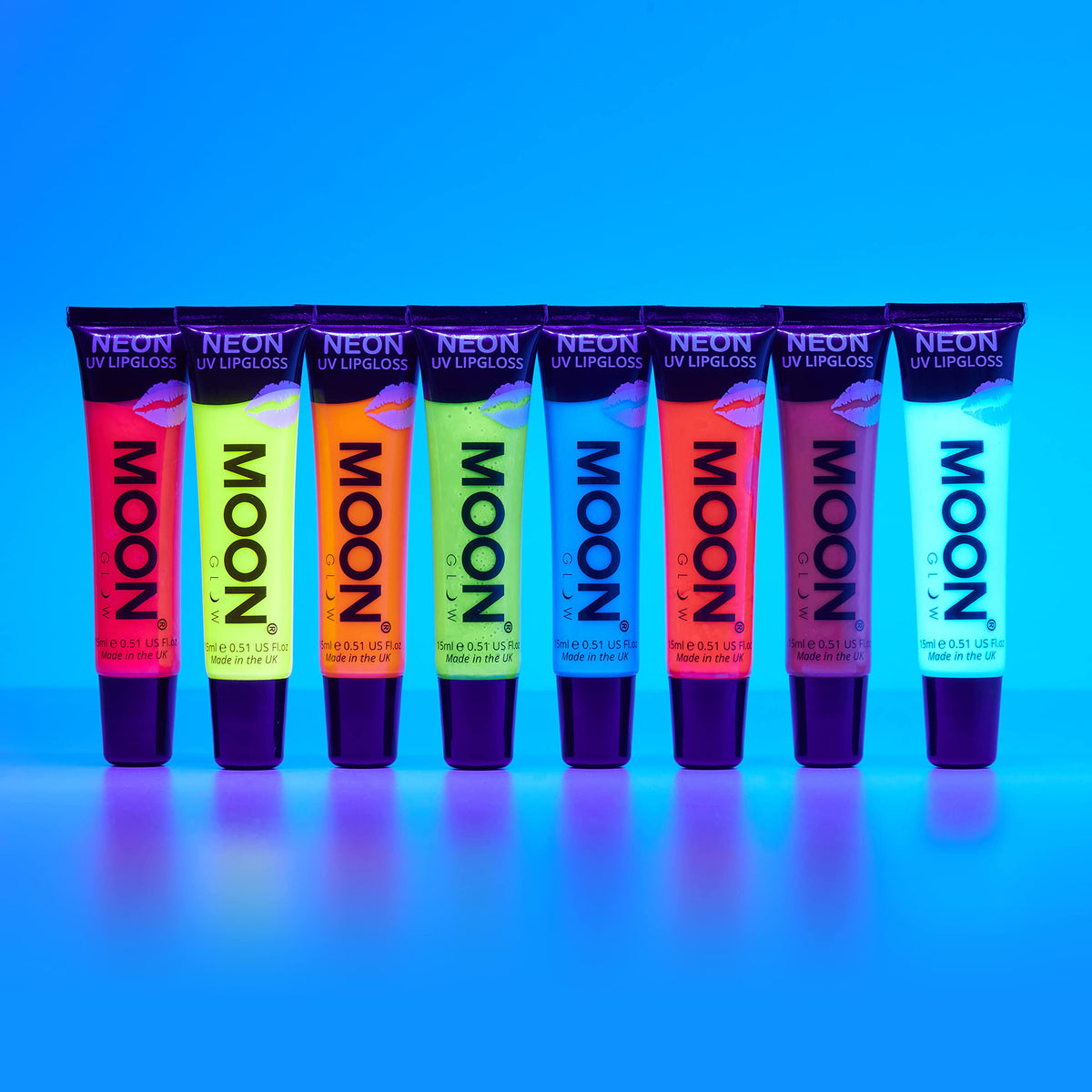 Moon Glow - Neon UV Lip Gloss – 15ml Green Apple – Scented and glows brightly under UV!