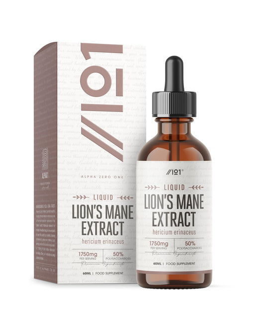 ALPHA01 Lion’s Mane Extract Liquid Drops 1750mg - High Strength 50% Polysaccharides Supplement (Not Capsules) - 60ml (1 Month Supply) - Vegan & Vegetarian Friendly – by Alpha01