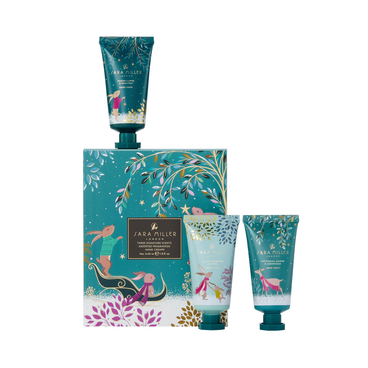 Sara Miller Beauty Sara Miller Woodland Tales | Fragranced Hand Cream Trio Set x3 30ml | Travel Size & Vegan Friendly | Beauty Gift For Her | Christmas Stocking Filler