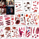 baymety Halloween Temporary Tattoos - 30 Sheets for Adults, Kids, Men & Women - Fake Wound Sutures, Vampire Bites, Zombie Makeup Kit